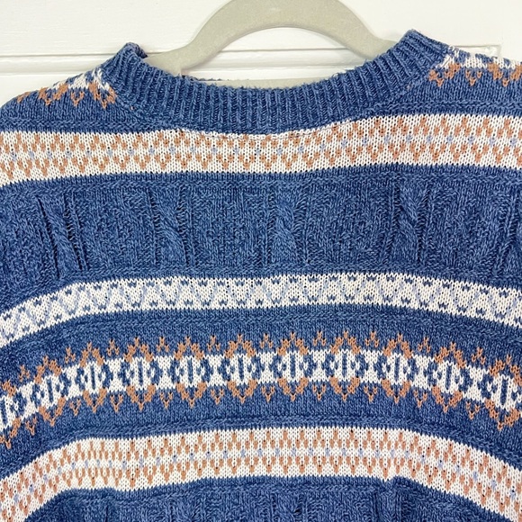 Vintage Navy Sweater XL 90s Slouchy Knit Grandpa Pullover Grunge Cottagecore - Picture 5 of 7